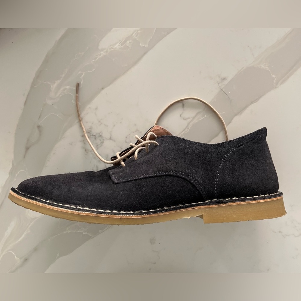 Mens Bespoken Navy Blue Suede Shoe - Picture 8 of 13